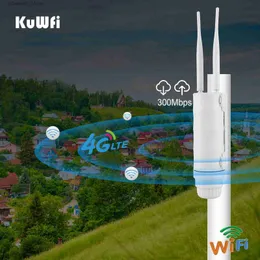 Routers Kuwfi 4G LTE Outdoor WiFi Router 300Mbps Waterproof Sim Card Router Wireless AP WiFi Extender Support 64 Användare för IP -kamera Q231114