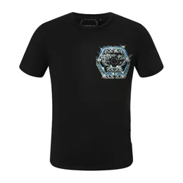 PP 패션 남성 디자이너 슬림 핏 티셔츠 여름 라인 스톤 짧은 슬리브 둥근 목 셔츠 티 스컬 인쇄 스트리트웨어 칼라 폴로 M-3XL PP88404