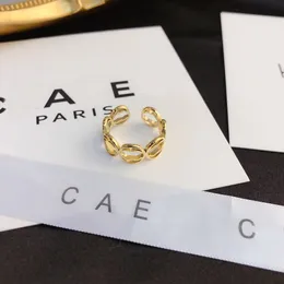 Lüks Takı Tasarımcısı Yüzükler Band Yüzükler Kadın Manşet Aşk Düğün Doğru Harfler biliteral 18K Altın Kaplama Paslanmaz Çelik Yüzük İnce Parmak Yüzük Toptan Satış