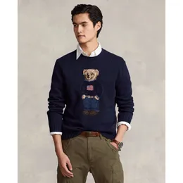 T-shirty polo do odzieży męskiej, splot w małe misie, jednokolorowy sweter z dzianiny casual