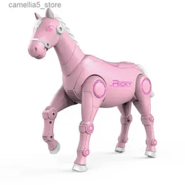 Electric/RC Animals RC Smart Robot Horse Interactive Pilot Control Animal Inteligentne dialog Śpiesz dźwięk Control Muzyka dla dzieci Kids Q231113