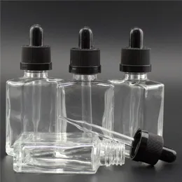 30 ml tomma klara fyrkantiga glasflaskor med ögondroppar aromaterapi parfym 1 oz transparent glasförpackning