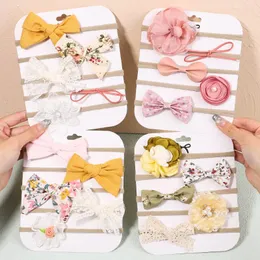 Akcesoria do włosów 5pcs/Set Solid Color Bows Pałąki dla dzieci Born Baby Headband Nylon Elastic Band Prezenty na nakrycia głowy