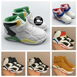 Zapatos para niños Jumpman 6s VI Sneaker Toddler Black DMP Infrared Carmine Basketball Shoes TD Kicks Tamaño 26-35