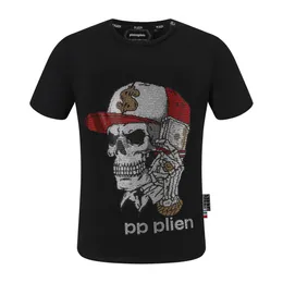 pleinxplein pp erkek tişörtleri orijinal tasarım yaz gömlek plein t-shirt pp pamuk rinestone kafatasları desen gömlek kısa kollu 2066 renk