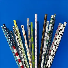 9inch Drinking Straws For 15oz tumbler Reusable Plastic Hard Straws 23cm in Long Colored Leopard Cactus Glitter flamingo Cow Replacement Tumbler Straws