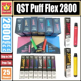 Original QST Puff Flex 2800 Puffs Disposables Vapes E Cigarettes Vape Disposable Puff Pods Device Kits 850mah Battery Pre-Filled 8ml Vaporizer Vaper Pen New packing