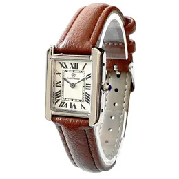 Zegarki damskie Pablo Raez Rectangle Women Watches Fashion Watche Elegancka Lady Quartz Casual Drobów Ulzzang Luksusowa marka brązowa skórzana zegar 231113