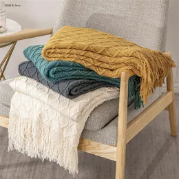 Cobertores Dimi cobertor macio macio de cor sólida manta em relevo decoração nórdica de malha quente cama cama de inverno sofá capa de cama Anti-pilão 230414