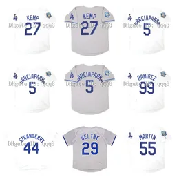 SL 2008 Trowback Manny Ramirez Dodgers Jersey de beisebol 44 Darryl Strawberry 27 Matt Kemp 16 Andre Ethier 29 Adrian Beltre 55 Russell Martin 5