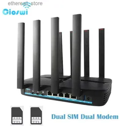 Routers Cioswi Dual Sim Card 4G Router 1200Mbps WIFI Two Modem Openwrt USB3.0 WAN LAN 2.4G 5.8GHz Wi-fi Extender High Gain 8 Antennas Q231114