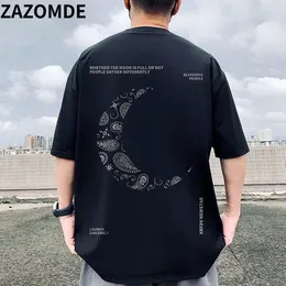 Erkek Tişörtler Zazomde Erkekler Hip Hop Street Giyim T-Shirt Ay Grafik T Shirt Harajuku Pamuklu Tişört Kısa Kollu Üstler Tees Yaz Kıyafetleri 230414