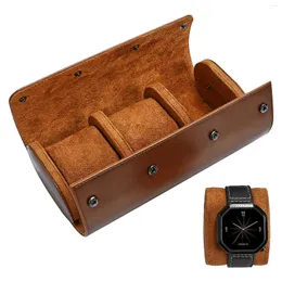 Watch Boxes DislPay Travel Box Organizer PU 3 슬롯 CASE 휴대용 라운드는 남성 및