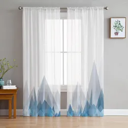 Kurtyna abstrakcyjna niebieska górska biała szyfonowa zasłony do salonu sypialnia sypialnia dekoracja okienka voile tiulle
