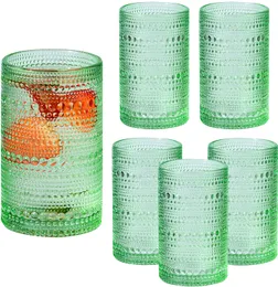 Vintage Glassware Beaded Drinking Glasses Set Wine Cocktail Glasses Embossed Water Goblets Mixed Drinkware Sets Beverage Glass Cups 040105