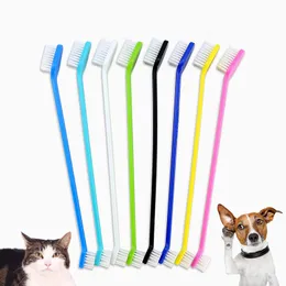 Pet Supplies Cats Puppy Dogs Dental Care Dental Hygiene Grooming dentes de dentes de dentes Limpeza Brush Dual Cabeça JY1237