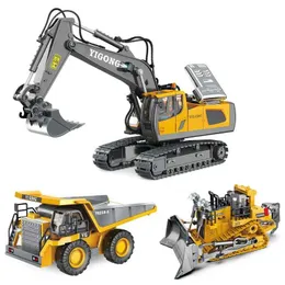 Diecast Modelo Carros Escavadeira de Controle Remoto Liga de Controle Remoto Carro Dump Construction Car Toy Car Playground Infantil Bulldozer Crane ToyL231114