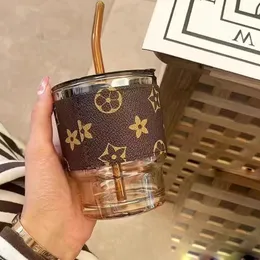 Bicchieri tazza da bere di alto valore tazza di paglia tazza di vetro leggera di lusso tazza di caffè portatile per studentesse di nicchia