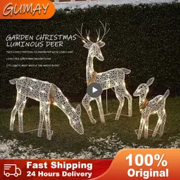 Decorações de Natal Iluminadas Deer Reindeer Família Iluminada Deer Christmas Decor com luzes LED Light Up Bucks Doe And Fawn Quintal interno ou externo 231113