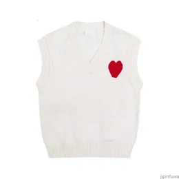 Amiparis Sweter Amiis Knit Jumper Vest Sweat Fashion V Neck Rleeveless Winter Am I Paris Big Heart Coeur Love Jacquard bluzy Amisweater Qat5