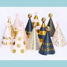Party Hats Cone Birthday For Kids Adts Plush Sequin Ball Sparkle Hat Cake Topper Decorations Colorf Drop Delivery Home Garden Festiv Dhyye