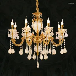 Żyrandole złota dekoracja ślubna salon kryształowy sufit Oprawa oświetleniowa żyrandol oświetlenie sypialnia miedziane lampy LED LED