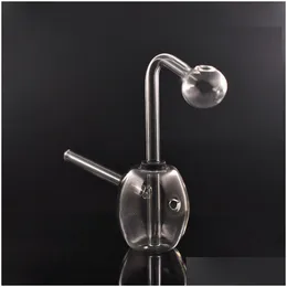 Tubi di fumo Bruciatore di olio di vetro all'ingrosso Bong Narghilè Acqua con foro di carb Pyrex spesso trasparente Portatile Heady Recycler Dab Rig Hand Bon Dhc1E