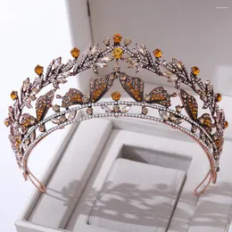 헤어 클립 바로크 빈티지 청동 크리스탈 나비 신부 왕관 Tiara Rhinestone Diadem Tiaras 여성 헤드 밴드 웨딩 액세서리