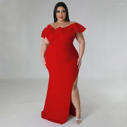 Plus Size Dresses Perl Petal Hip Maxi Dress For Women Pleated Regular Fit Long Charming Female Clothing Special Occasion Wear