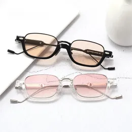 Solglasögon Fashion Rectangle Semimetal för kvinnor vintage Clear Anti-Blu-ray Lens Eyewear Men Optiska glasögon Frame UV400