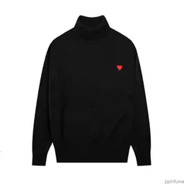 Designer Paris Amis AM I Sweater Turtleneck Malha Jumper Amiparis Pequeno Coeur Amor Coração Jacquard Mulheres Homens Streetwear Pull High Collar Hoodie Knit 0GDO