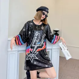 Women s T Shirt 2023 Baseball Football Game Female Tops Sequin Women Jersey Dress 231114