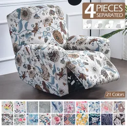 Chair Covers 4 Pieces 1 Seat Printed Recliner Spandex Armchair Living Room Sofa Couch Slipcover Elastic Colored 230413