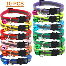 Cat Collars Leads 10Pcs Wholesale for Collar With Bell Adjustable Necklace Puppy kitten Drop Pet Cats 231113