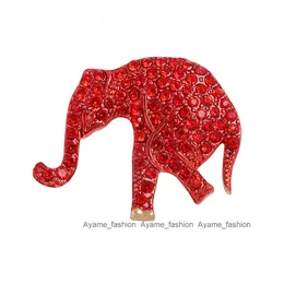 Custom Design Metal Lovely Cute Design Red Bling Sparking Diamond Stone Animal Shape Elephant Pin Brooch Jewelry