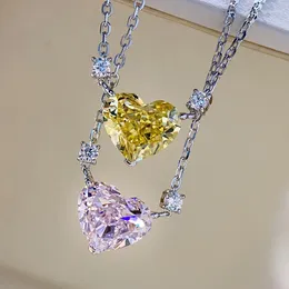 Pendant Necklaces Heart Shaped Purple Zircon Necklace Boutique Jewelry Birthday Gift Formal Party Dazzling Crystal Chain