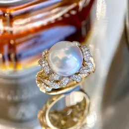 Pierścienie klastra MJ2023 Fine Pearl Pierścień Biżuteria 925 SREBRA SREBRNA Naturalna świeża woda 10-11 mm białe peals dla kobiet perły