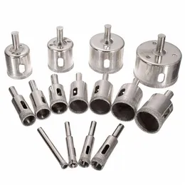 Freeshiping 15st/Lot 6mm-50mm Diamond Holesaw Drill Bit Tool för keramiskt porslinglas marmor 6/8/10/12/14/16/18/20/22/25/26/28/30/4 Blox