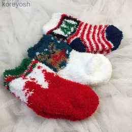 Kids Socks Baby Kids 1~7 Y Baby Christmas winter children coral velvetL231114