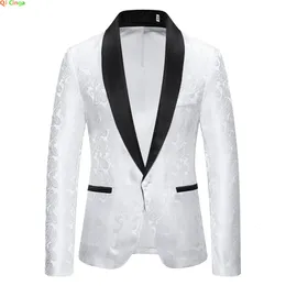 Men's Suits Blazers White Cashew Flower Blazer Jacket Men's Wedding Party Dress Coats Red Blue Black Suit Tops Jackets S-XXL 231114