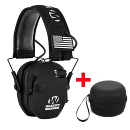 Fone de ouvido tático eletrônico tiro earmuff caso anti-ruído fone de ouvido amplificação de som proteção auditiva fone de ouvido dobrável com saco 231113