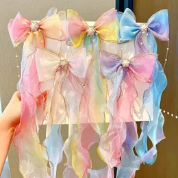 Hair Accessories Chiffon Bow Ribbon Girls Hairpins Cute Colorful Bows Flowers Children Hair Clips Fashion Hair Accessories 230413