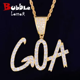 Pendant Necklaces Bubble Letter Custom Name Necklace for Men Sharp Cursive Personalized Pendant Real Gold Plated Hip Hop Jewelry Iced Out Charms T230413