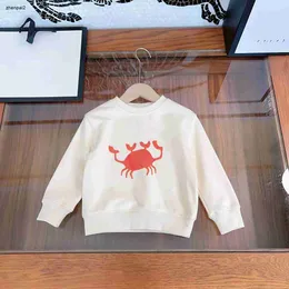 Luxo outono crianças moletom com capuz duas cores opcional bebê suéter tamanho 100-160 padrão de caranguejo de desenho animado impressão menino menina pulôver nov10