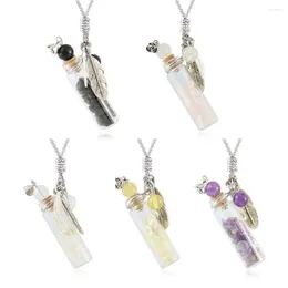 Chains Keepsake Jewellery Lucky Charms Reiki Healing Stone Wishing Bottle Necklace Natural Crystal Perfume Vial Pendant