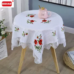 Сторонная ткань Bohao Table Cloth Белая столовая 85x85 см. Квадратная кружевная полоса.
