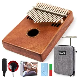 Freeshipping Kalimba 17 tasti del dito del pollice del pianoforte pieno di mogano solido strumento musicale Pickup Gig Bag Tuner Hammer regalo di compleanno Xsqei