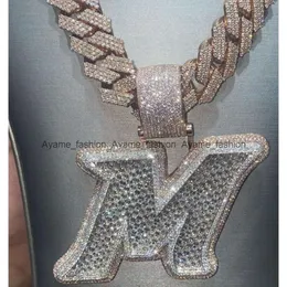 Hochwertiger Vvs Moissanit Iced Out voller Diamanten Buchstabe Initiale Name M Schmuck personalisierte, hochwertige, individuelle Anhänger