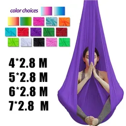 Paski oporowe 20 Kolor Aerial Yoga Hammock Silk 4 5 6 7 2 8m Latający huśtawka dla inwersji przeciw grawitacji Sling 231114