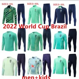 2022 세계 브라질 트랙 슈트 슈트 축구 저지 G.Jesus Coutinho 22 23 Camiseta de Futbol Richarlison 축구 셔츠 Maillot Kids Kit Cup Cup Suit Set Long 666